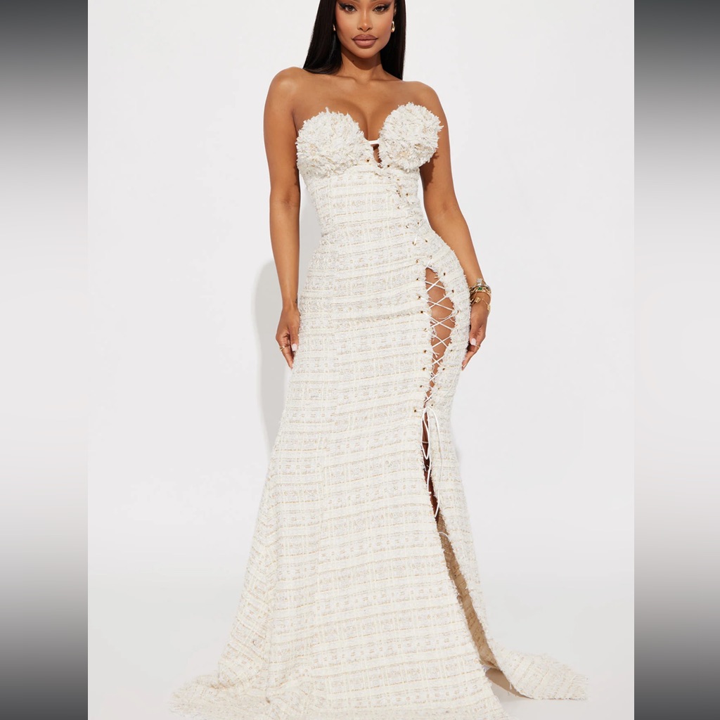 Cream Tweed Maxi Dress